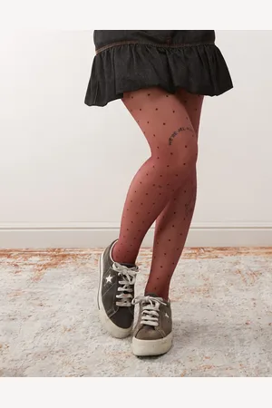 Reclaimed – Strumpfhose in Burgunderrot mit Tupfenmuster
