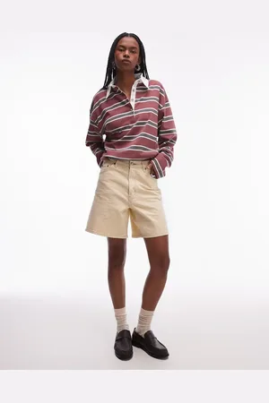 Topshop – Jeans-Jorts in Buttermilchgelb
