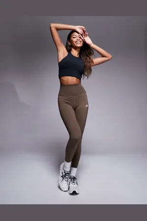 New Balance – Harmony – Leggings in Braun mit hohem Bund, 27 Zoll Schrittlänge