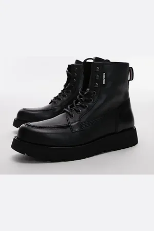 Tommy Hilfiger – Schwarze Schnürstiefel aus Leder