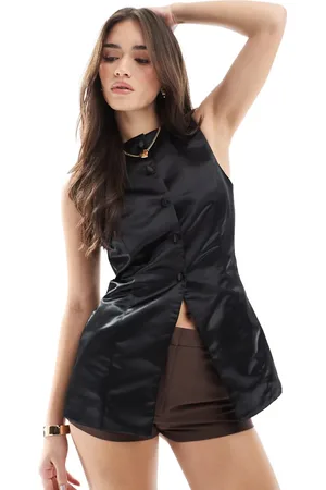 ASOS – Longline-Weste in aus Satin mit U-Boot-Ausschnitt