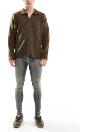 ASOS – Hautenge Jeans in getöntem verwaschenem Dunkelblau mit Power-Stretch