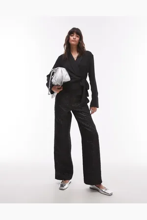 Topshop – Niedrige, strukturierte Jacquard-Hose in