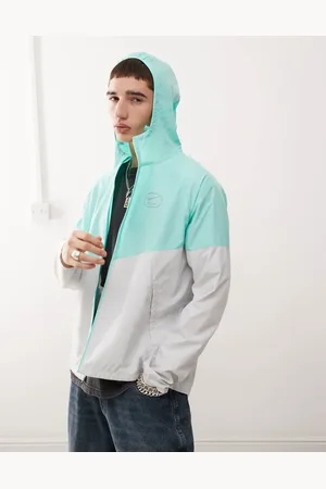 Nike – Air – Laufjacke in Grau und Türkis