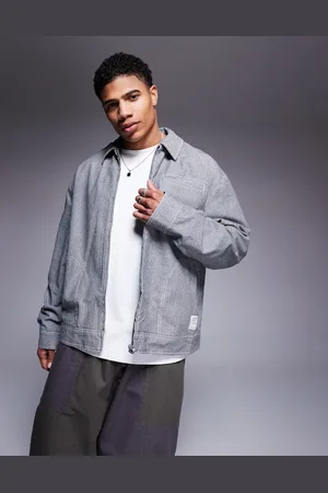ASOS – Gestreifte Harrington-Jacke in und Weiß mit Oversize-Schnitt