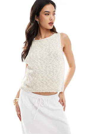 Pull&Bear – Trägertop aus Häkelstrick in Ecru