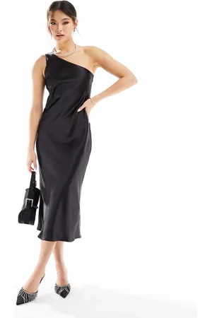 In The Style – Satin-Midikleid in mit One-Shoulder-Träger