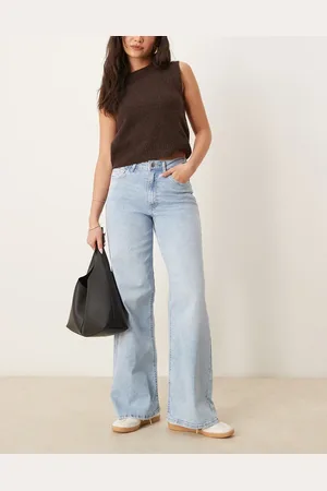 JDY – Jeans in Hellblau mit weitem Bein und hohem Bund