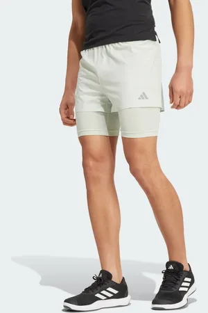 adidas – HEAT.RDY – 2-in-1-Shorts fürs HIIT-Training in Leinengrün