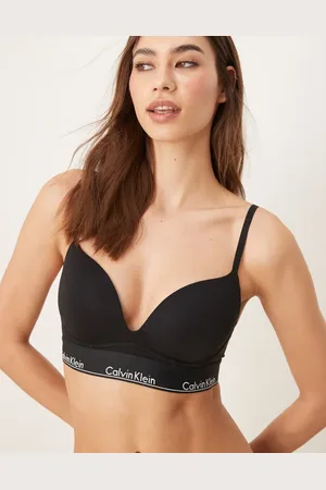 Calvin Klein – Modern Cotton – Push-up-BH in Schwarz mit tiefem Ausschnitt