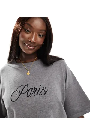 4th & Reckless – Exklusiv – T-Shirt aus Strick in mit „Paris“-Aufschrift und Logo