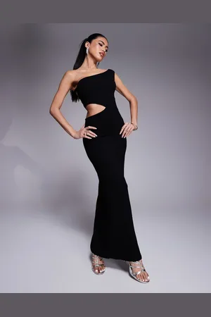 ASOS – Maxikleid in mit U-Ausschnitt, One-Shoulder-Träger und Taillenschlitz
