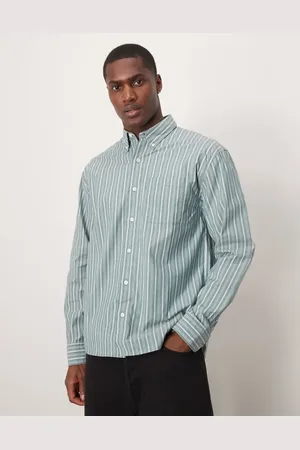 Abercrombie & Fitch – Langärmliges Oxford-Hemd mit grauen Streifen