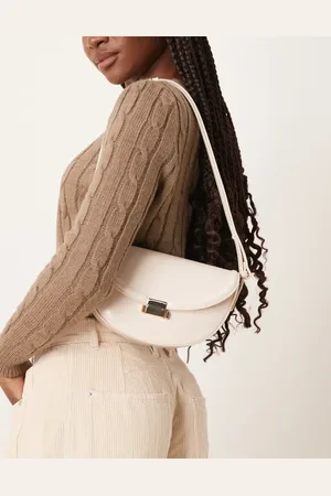 ASOS – Schulter- und Umhängetasche in Weiß mit abgerundetem Design, Schloss und austauschbarem Detail