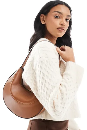 ASOS – Wandelbare Schultertasche und Clutch-Cookie-Bag im Hellbraun mit geschwungener Form