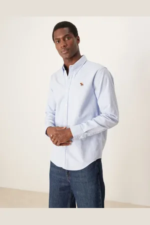 Abercrombie & Fitch – Oxford-Hemd in Hellblau mit Markenlogo