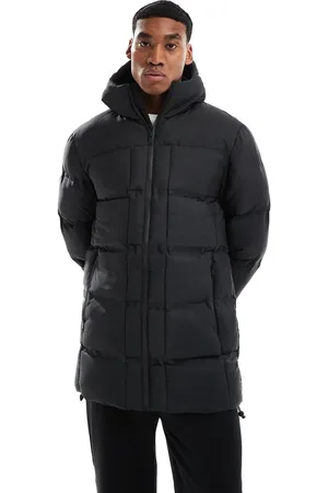 Brave Soul – Lang geschnittene, wattierte Steppjacke in mit Kapuze und gestepptem Detail