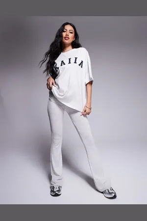 Kaiia – Oversize-T-Shirt in meliertem mit Logo-Stickerei