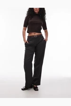 Topshop – Hourglass – Tief sitzende Hose in gestreiftem Anthrazit