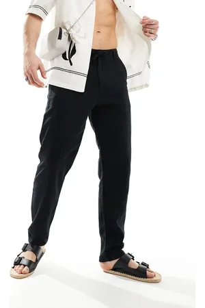 SELECTED – Schmal zulaufende Leinenhose in mit schmalem Schnitt