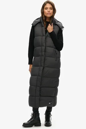 Superdry – Longline-Weste aus Ripstop in mit Gittermuster und Kapuze