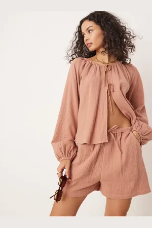 Iisla & Bird – Strand-Shorts in Rostrot mit schmalem Bund, Kombiteil