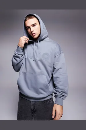 HUGO BOSS – Oversize-Kapuzenpullover in mit großem Brust-Logo