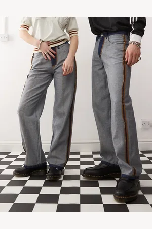 Reclaimed – Unisex-Jeans in Indigoblau mit auf links gedrehtem Design