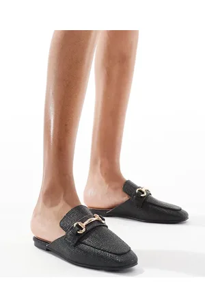 London Rebel – Loafer-Mules aus Bast in mit Schnalle