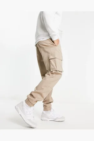 Only & Sons – Schmal zulaufende Cargohose in Stone mit Bündchen