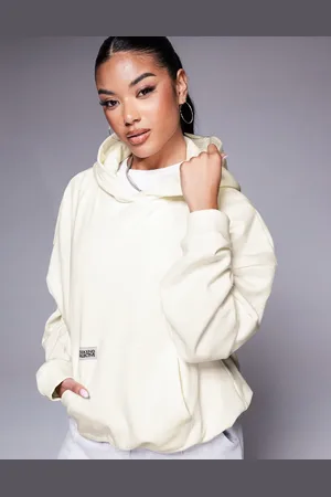 ASOS Weekend Collective – Kapuzenpullover in Creme mit Ballonsaum