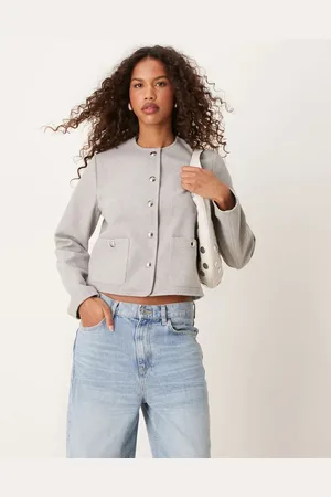 New Look – Jacke in ohne Kragen mit Knopfleiste