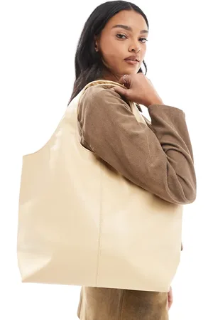 Pull&Bear – Oversize-Shopper in Buttermilchgelb