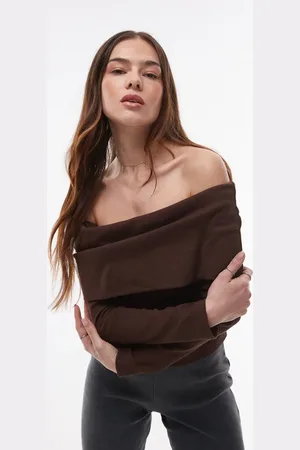 Topshop – Schulterfreies Oberteil aus Jersey in