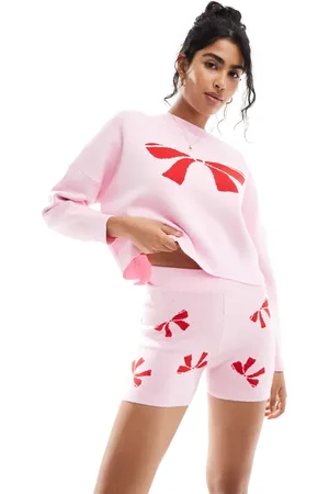 Cotton On Cotton On – Witzige Strick-Shorts mit karierter Schleife, Kombiteil