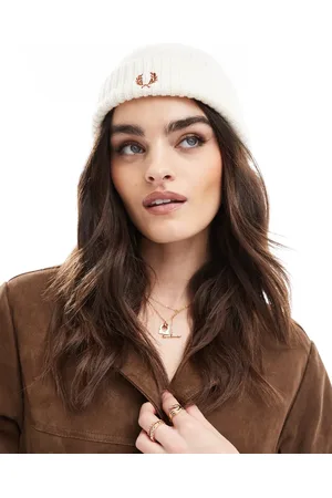 Fred Perry – Beanie in Wollweiß mit Zopfmuster