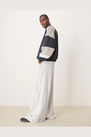 ASOS – Jogginghose in meliertem mit sehr weitem Bein und Seitenstreifen