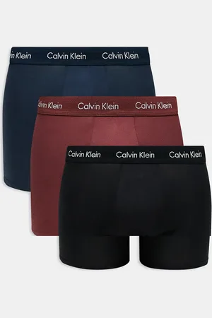 Calvin Klein – 3er-Pack Boxer-Slips in Schwarz/Marineblau/Burgunderrot aus Stretch-Baumwolle