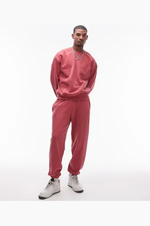 Topman – Oversize-Jogginghose in roter Vintage-Waschung