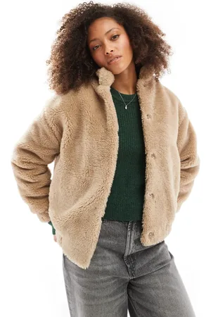Cotton On Cotton On – Bomberjacke aus Teddyfell in Steinbeige