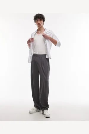 Topman – Jogginghose aus hochwertigem Twill in Anthrazit mit geradem Schnitt