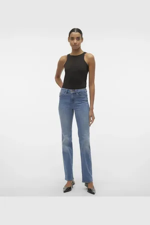 VERO MODA – Gerade geschnittene Jeans aus mittelblauem Denim