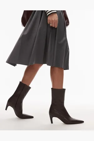 Topshop – Neeve – Ankle-Boots in Burgunderrot aus hochwertigem Leder mit hohem Absatz