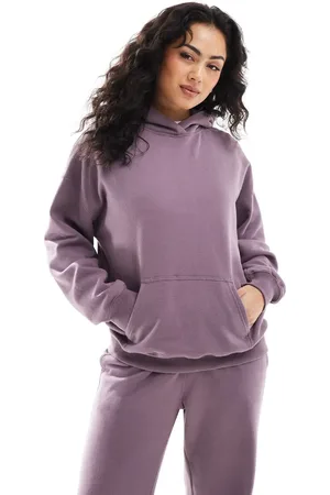 Hollister – Kapuzenpullover in Lila mit Logo, Kombiteil
