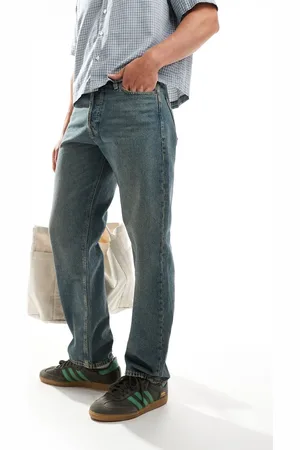 JACK & JONES – Eddie – Locker geschnittene Jeans in blauer Dirty-Waschung