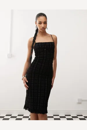 Motel – Nateda – Camisole-Midikleid in mit geflocktem Karomuster