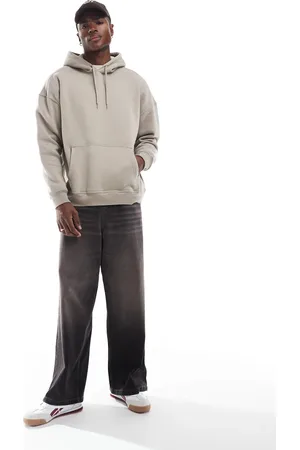 Hollister – Oversize-Kapuzenpullover in Beige-Bunt mit Logodetail