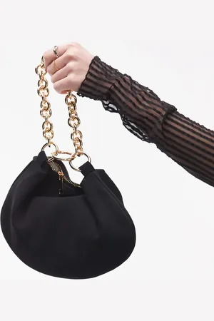 Topshop – Gemima – Wildleder-Clutch in mit Tragekette