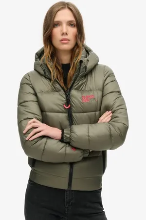 Superdry Sport – Puffer-Bomberjacke in gedecktem Olivgrün