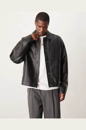 ASOS – Harrington-Jacke aus Kunstleder in mit Oversize-Passform